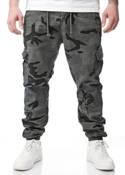 Stilreich Geschäft 46 Urban Classics Herren Cargo Jogging Hose 6-Pockets Gummibund Grau Camouflage