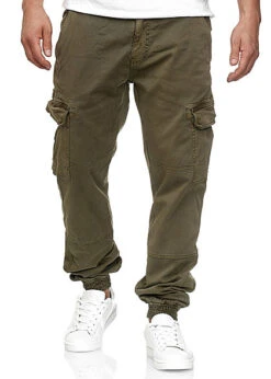 Seventyseven Lifestyle Herren Cargo Hose 6-Pockets Oliv Grün