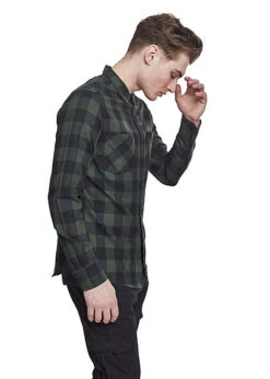 Urban Classics Herren Flanell Hemd Kariert Zwei Brusttaschen Schwarz Forest Grün -Stilreich Geschäft 18031835 4