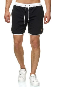 Urban Classics Herren Retro Swimshorts Schwarz Weiss