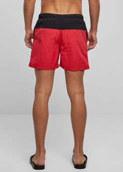 Urban Classics Herren Block Swim Shorts 2-Pockets Schwarz Rot -Stilreich Geschäft 19062594 2