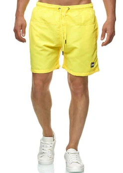 Urban Classics Herren Block Swim Shorts 2-Pockets Tunnelzug Neongelb