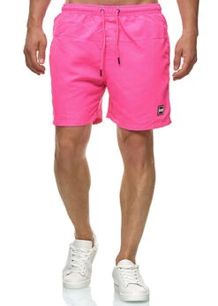 Urban Classics Herren Block Swim Shorts 2-Pockets Neon Pink