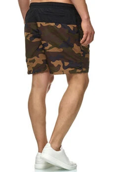 Urban Classics Herren Block Swim Shorts 2-Pockets Tunnelzug Schwarz Woodcamo -Stilreich Geschäft 19062601 2