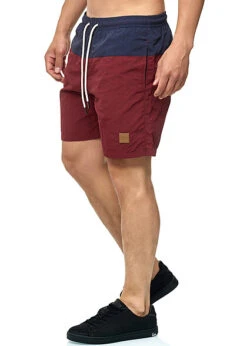 Urban Classics Herren Badehose Block Swim Shorts M. 2-Pockets Navy Blau Burgundy