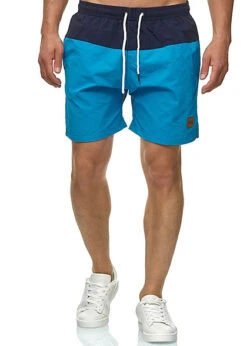 Urban Classics Herren Block Swim Shorts 2-Pockets Navy Blau Türkis
