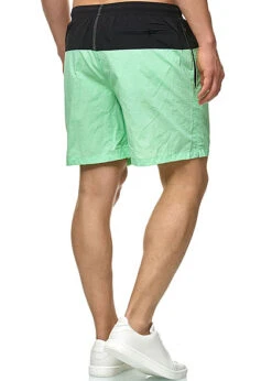 Urban Classics Herren Block Swim Shorts 2-Pockets Schwarz Neomint -Stilreich Geschäft 19062613 2