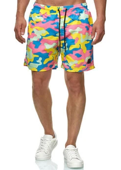 Urban Classics Herren Camo Swim Shorts 2-Pockets Tunnelzug Multicolor