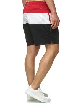 Urban Classics Herren Colorblock Swim Shorts Schwarz Rot Weiss -Stilreich Geschäft 19072974 2