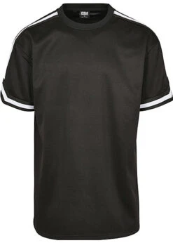 Urban Classics Herren T-Shirt Oversized Mit Mesh Und Kontraststreifen Schwarz Weiss