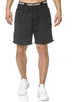 Urban Classics Herren 2in1 Swim Shorts Mit Logo Gummibund Schwarz Weiss