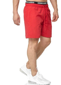 Urban Classics Herren 2in1 Swim Shorts Mit Logo Gummibund Fire Rot -Stilreich Geschäft 20030936 2