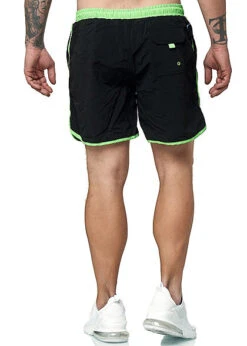 Urban Classics Herren Retro Swim Shorts 3-Pockets Schwarz Neon Grün -Stilreich Geschäft 20041772 3
