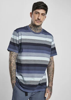 Urban Classics Herren T-Shirt Streifen Muster Vintage Blau Schwarz