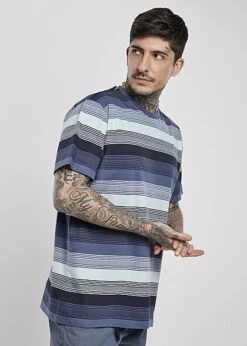 Urban Classics Herren T-Shirt Streifen Muster Vintage Blau Schwarz -Stilreich Geschäft 20052599 2