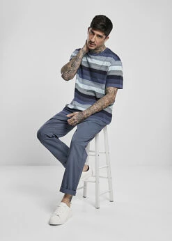 Urban Classics Herren T-Shirt Streifen Muster Vintage Blau Schwarz -Stilreich Geschäft 20052599 3