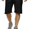Seventyseven Lifestyle Herren Sweat Shorts 2-Pockets Offene Kanten Schwarz