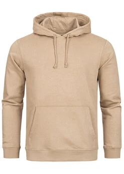 Brave Soul Herren Basic Hoodie Kapuze Kängurutasche Tunnelzug Stone Beige