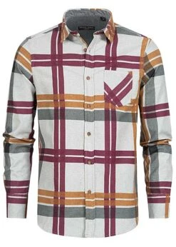 Brave Soul Herren Flanellhemd Karo Muster 2 Brusttaschen Hell Grau Rust Schwarz
