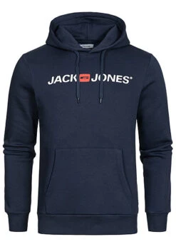 Jack & Jones Jack And Jones Herren NOOS Sweat Hoodie Kapuze Old Logo Print Kängurutasche Navy Blau