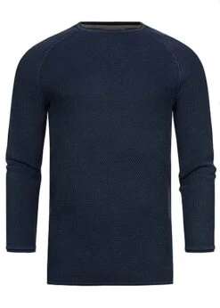 Hailys Herren Struktur Sweater Pullover Navy Blau