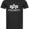 Alpha Industries Herren Basic T-Shirt Mit Logo Print Schwarz Weiss