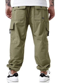 Sublevel Herren Cargo Sweat Pants Stoffhose Tunnelzug 6-Pockets Ivy Oliv Grün -Stilreich Geschäft 21063011 3