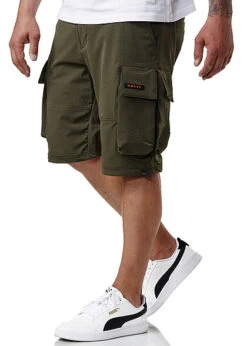 Sublevel Herren Cargo Bermuda Shorts 2-Pockets Khaki Grün