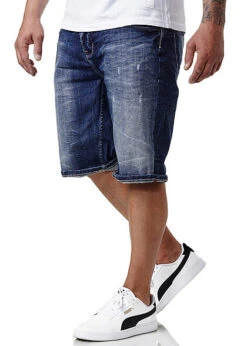 Sublevel Herren Bermuda Jeans Shorts 5-Pockets Dunkel Blau Denim -Stilreich Geschäft 21063016 2