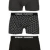 Urban Classics Herren 3-er Pack Boxer Shorts Logo Print & Schwarz & Charcoal
