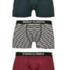 Urban Classics Herren 3-er Pack Boxer Shorts Streifen Bottle Grün & Rot & Weiss