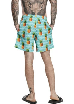 Urban Classics Herren Swim Shorts Tunnelzug Ananas Rauten Muster Pattern Blau -Stilreich Geschäft 21063257 2