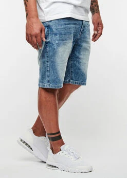 Seventyseven Lifestyle Herren Bermuda Jeans Shorts Destroy Look 5-Pockets Hell Blau Denim -Stilreich Geschäft 21078256 2