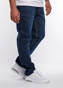 Eight2Nine Herren Jeans Hose 5-Pockets Crash Optik Knopfleiste Dunkel Blau Denim -Stilreich Geschäft 21083757 2