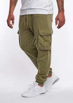 Eight2Nine Herren Cargo Sweat Hose 6-Pockets Tunnelzug & Rippblenden Ivy Oliv Grün