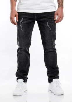 Hailys Herren Slim Fit Jeans Hose 5-Pockets Mit Kordel Am Hosenbund Schwarz Denim