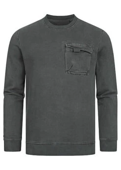 ONLY & SONS Herren Sweater Pullover Brusttasche Pinestripe Dunkel Grau