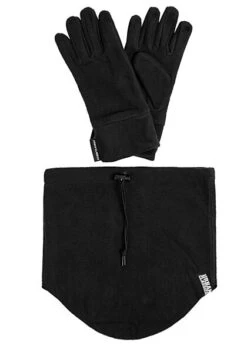 Urban Classics Herren Fleece Winter Set Handschuhe Und Schlauch-Schal Schwarz