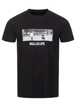 Mister Tee Herren T-Shirt Ball Is Life Print Schwarz