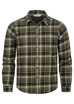 Hailys Herren Flanell Hemd Karo Muster Knopfleiste Khaki Grün