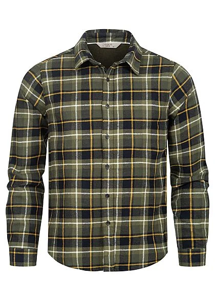 Hailys Herren Flanell Hemd Karo Muster Knopfleiste Khaki Grün 1 Hailys Herren Flanell Hemd Karo Muster Knopfleiste Khaki Grün