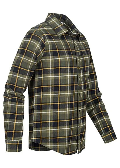 Hailys Herren Flanell Hemd Karo Muster Knopfleiste Khaki Grün 2 Hailys Herren Flanell Hemd Karo Muster Knopfleiste Khaki Grün – Bild 2