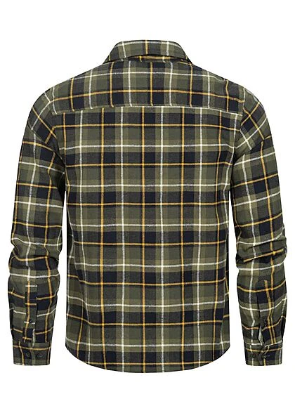 Hailys Herren Flanell Hemd Karo Muster Knopfleiste Khaki Grün 3 Hailys Herren Flanell Hemd Karo Muster Knopfleiste Khaki Grün – Bild 3