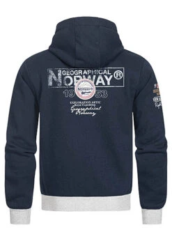 Geographical Norway Herren Zip-Hoodie Kapuze 2-Pockets Patches Vorne & Hinten Navy -Stilreich Geschäft 21110246 2