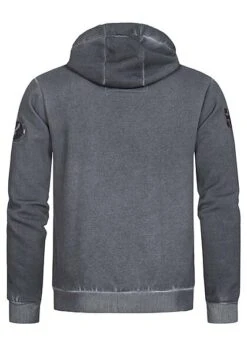 Geographical Norway Herren Zip-Hoodie Kapuze Logo Patch In Used Look Dunkel Grau -Stilreich Geschäft 21110259 2
