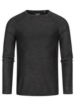 ONLY & SONS Herren NOOS Raglan Strickpullover Washed Look Strukturstoff Schwarz