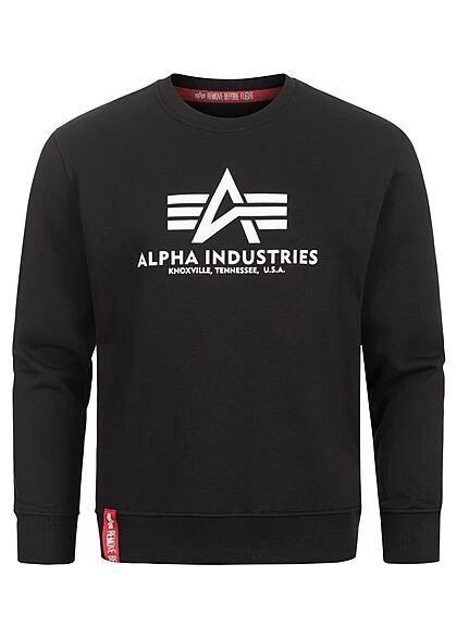 Alpha Industries Herren Basic Sweater Pullover Mit Logo Print Schwarz Weiss 1 Alpha Industries Herren Basic Sweater Pullover Mit Logo Print Schwarz Weiss