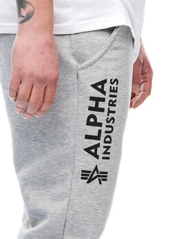 Alpha Industries Herren Basic Jogginghose Mit Logo Print 3-Pockets Grau Melange -Stilreich Geschäft 22010188 3