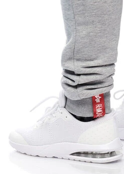 Alpha Industries Herren Basic Jogginghose Mit Logo Print 3-Pockets Grau Melange -Stilreich Geschäft 22010188 4