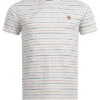 Indicode Herren T-Shirt Mit Streifen Muster & Frontpatch Grau Melange Blau Orange